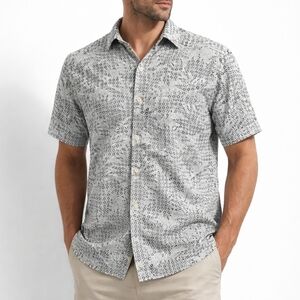 Tasso Elba 100% Silk Hawaiian Aloha Shirt Mens Medium Tropical Resort Camp